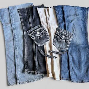 Denim Blue Jean Scraps 8 Leg Panels Quilting Sewing DIY Bags Variety Shades